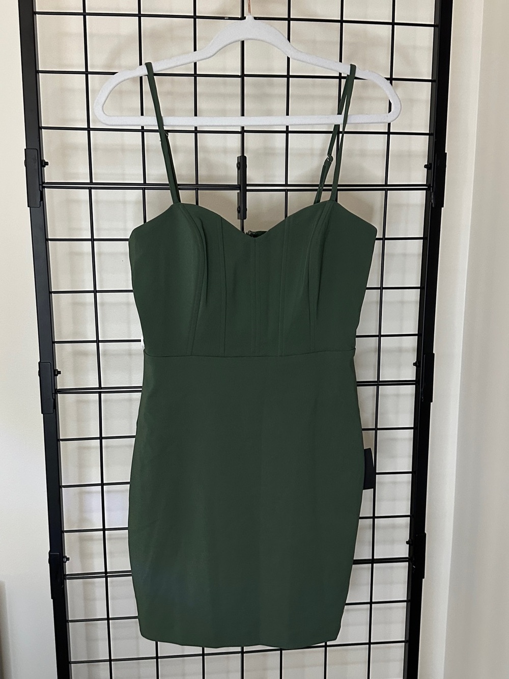 Lulus Hunter Green Bustier Bodycon Mini Dress Spaghetti Strap Size Medium NWT